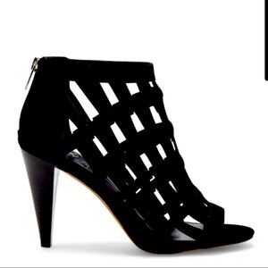 Black open toe booties